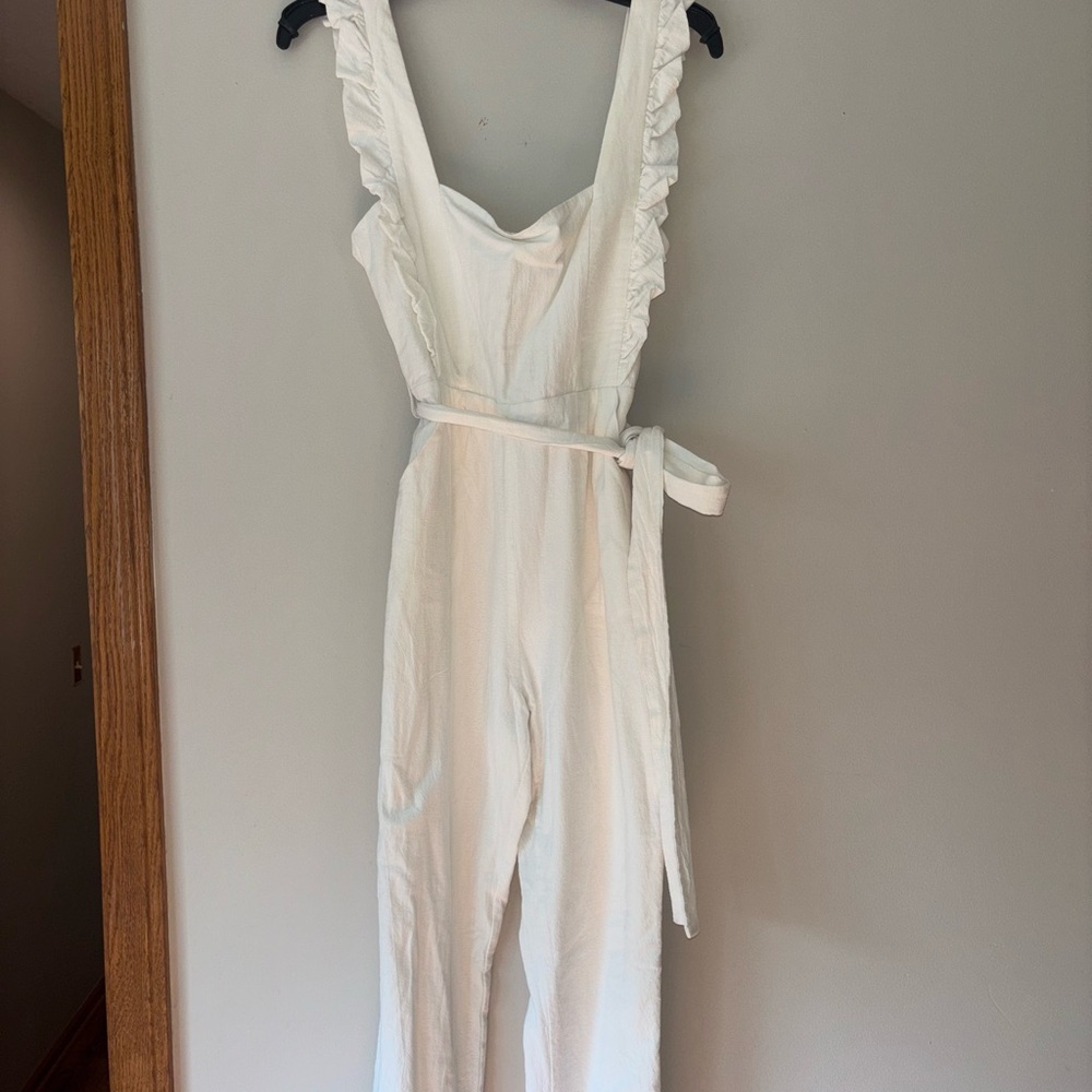 Elegant White Ruffled Jumpsuit